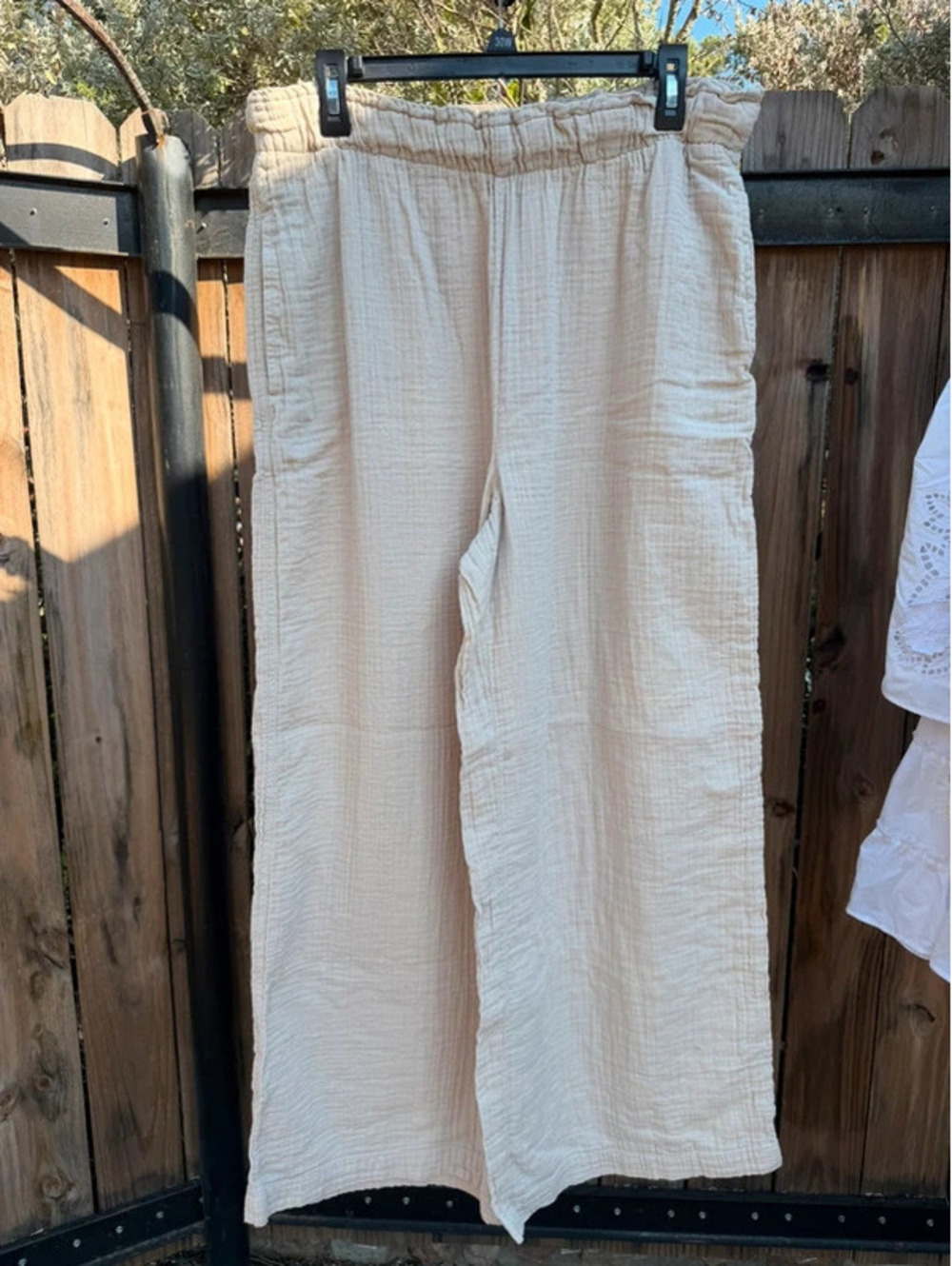 Gap Beige Crinkle Cotton Wide Leg pants